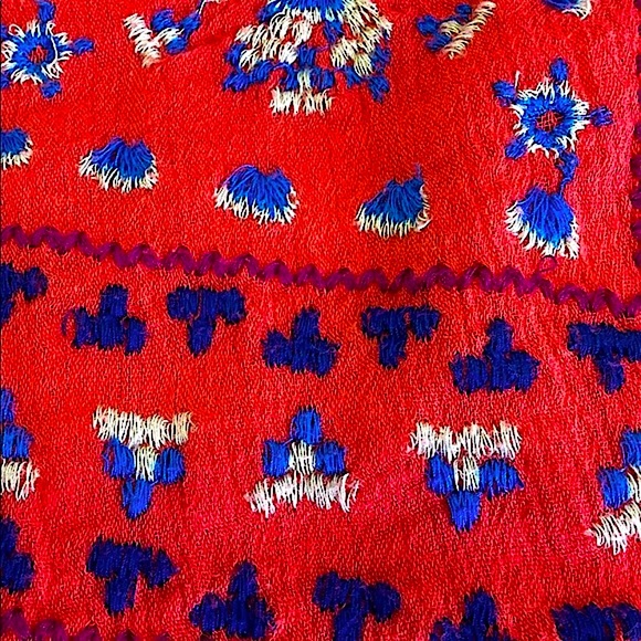 American Eagle Outfitters Top Embroidered Red Gauze Short Sleeve Summer Size XS - Picture 10 of 15